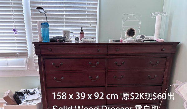 品牌实木柜,9成新 $60(原价 $2000)
